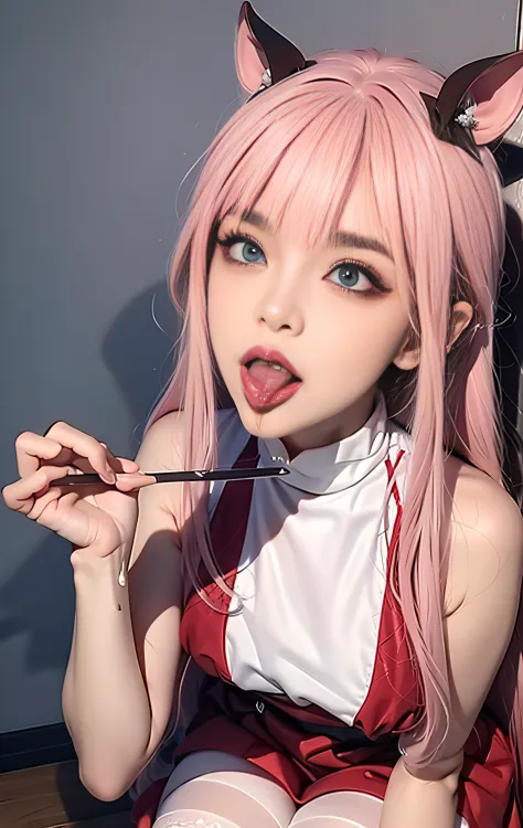 1girl, (sticking out her tongue out), (tongue), ultra high res, photorealistic, best quality, 8k resolution, masterpiece, cat ears, choker, garter belt, garter straps, latex, competitive swimsuit, tank top, close up face view, (ahegao), kneeling, oh face, ...