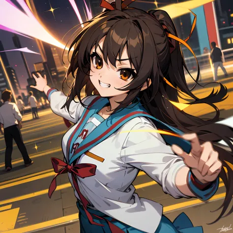 suzumiya haruhi, the charismatic protagonist of "the melancholy of haruhi suzumiya," is a captivating and vivacious character wh...