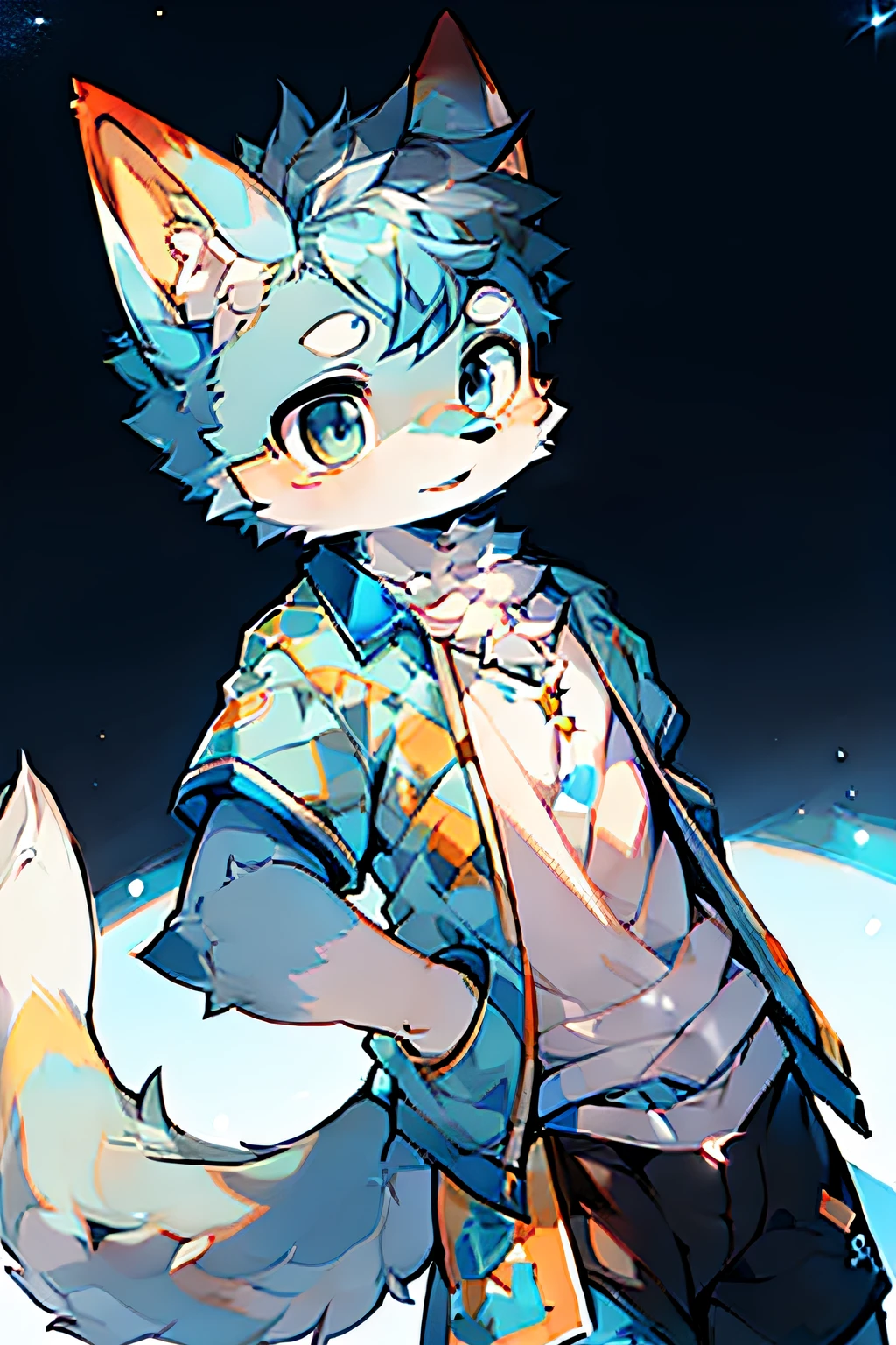 background starry sky，Boy student，adolable，Playful，The theme color is ...