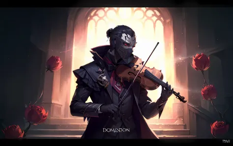 arafed image of a man in a long coat, playing the violin, badass composition, omen from valorant, just art for dark metal music,...