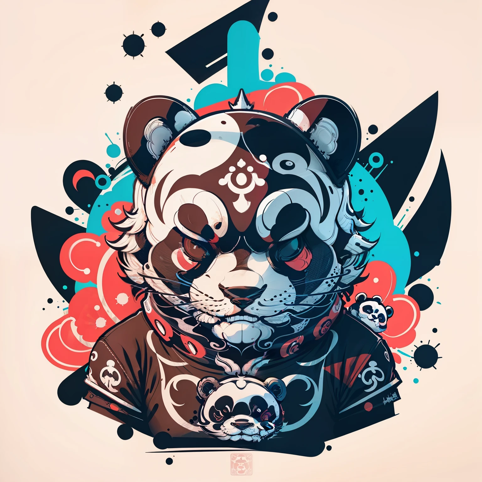 Panda head，Vector image, T-shirt design,