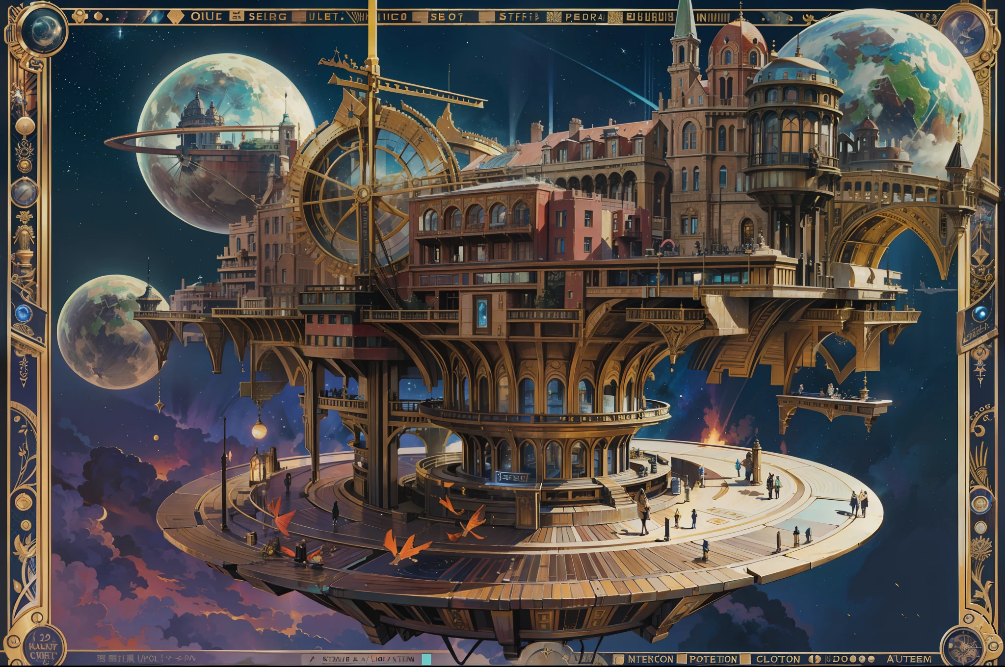 Champ de vision ultra-large，（léviter：1.5），（Une immense ville steampunk à double anneau flottant dans l&#39;espace：1.3），（Illuminez la ville futuriste steampunk：1.4），（nuages épais：1.4），（Style de Makoto Shinkai：1.4），réjouir，qualité parfaite，Mise au point claire（désordre - maison：0.8）， （chef-d&#39;œuvre：1.2）， （de manière réaliste：1.2） ，（avec une lumière brillante：1.2）， （meilleure qualité）， （ciel étoilé détaillé：1.3） ，（détails complexes）， （8k）， （Météore de détail） ，（netteté），（s&#39;amuser），（Oeuvre numérique primée：1.3） de （esquisse：1.3），（avec dynamisme：1.3）,lumière de studio,thème，regardant d&#39;en haut, l&#39;espace, deloat， --à 6