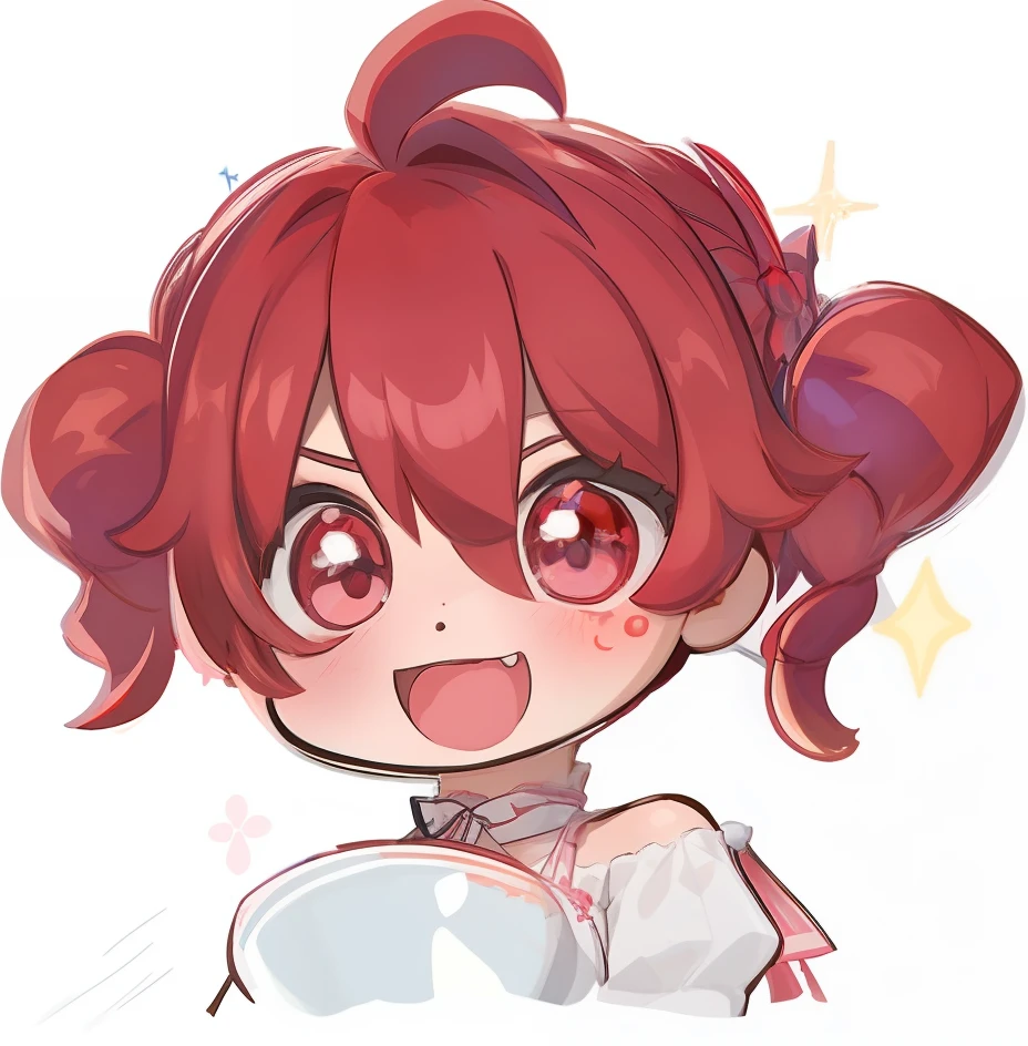A cartoon image of a girl with red hair tied up in two twindrills, Chibi, Pin on anime, anime chibi, telegram sticker, Anime Moe Artstyle, she has a nice expressive face, Chibi Anime, Chibi Anime Girl, Kantai Collection Style, Mikudayao, twindrills, SPARKLE,trends on Artstation, 8k resolution, Highly detailed, anatomically correct, sharp picture, digital paint, conceptual art, Trends on Pixiv
