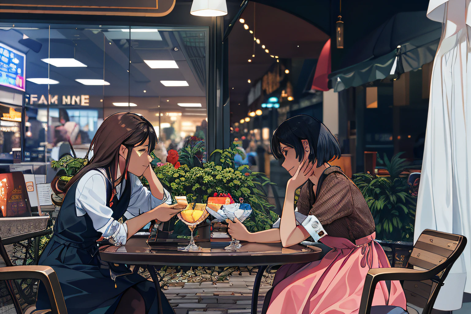 Two women sat at a table talking to each other, shot with canon eoa 6 d mark ii, taken with canon eos 5 d mark iv, Photo taken with Sony a7R camera, taken with a Sony A7R camera, f / 1. 9 6. 8 1 mm ISO 4 0, taken with a pentax k1000