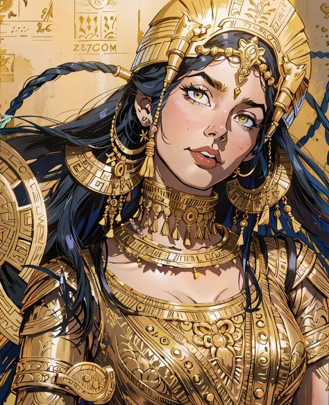 cleopatrah, tiro de corpo inteiro, vestido bonito, deusa rainha do egito, atraente, rosto mais perfeito, design de olhos profiss...