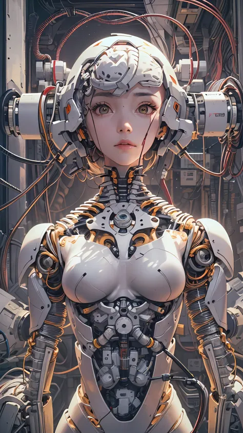 (((masterpiece))), (((best quality))), ((ultra-detailed)), (highly detailed CG illustration), ((an extremely delicate and beautiful)),(cute delicate face),cinematic light,((1mechanical girl)),solo,full body,(machine made joints:1.4),((machanical limbs)),(e...