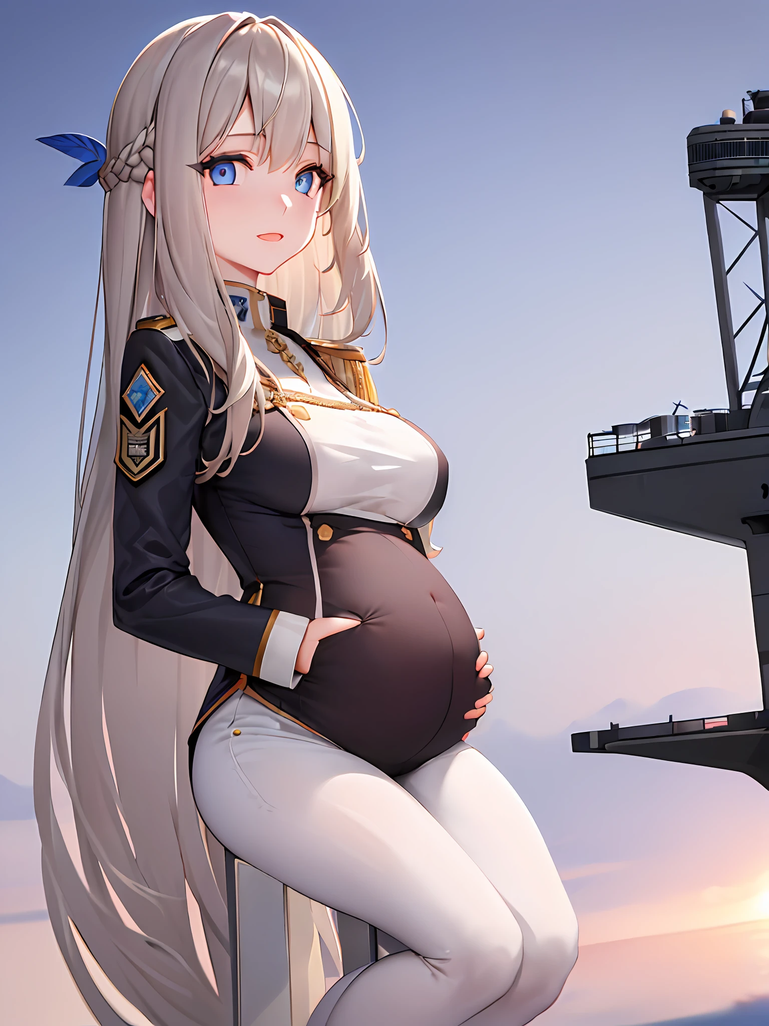 Anime - imagen de estilo de una mujer embarazada con uniforme militar -  SeaArt AI