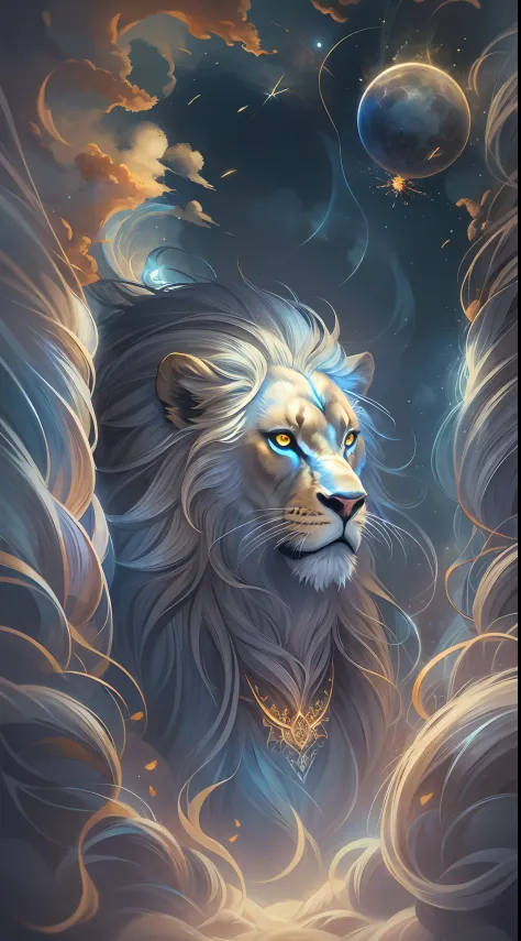 ((Best quality)), ((Masterpiece)), ((Realistic)), Portrait, 1 Lion，anthropomorphic turtle, Celestial, deity, Cold and handsome a...
