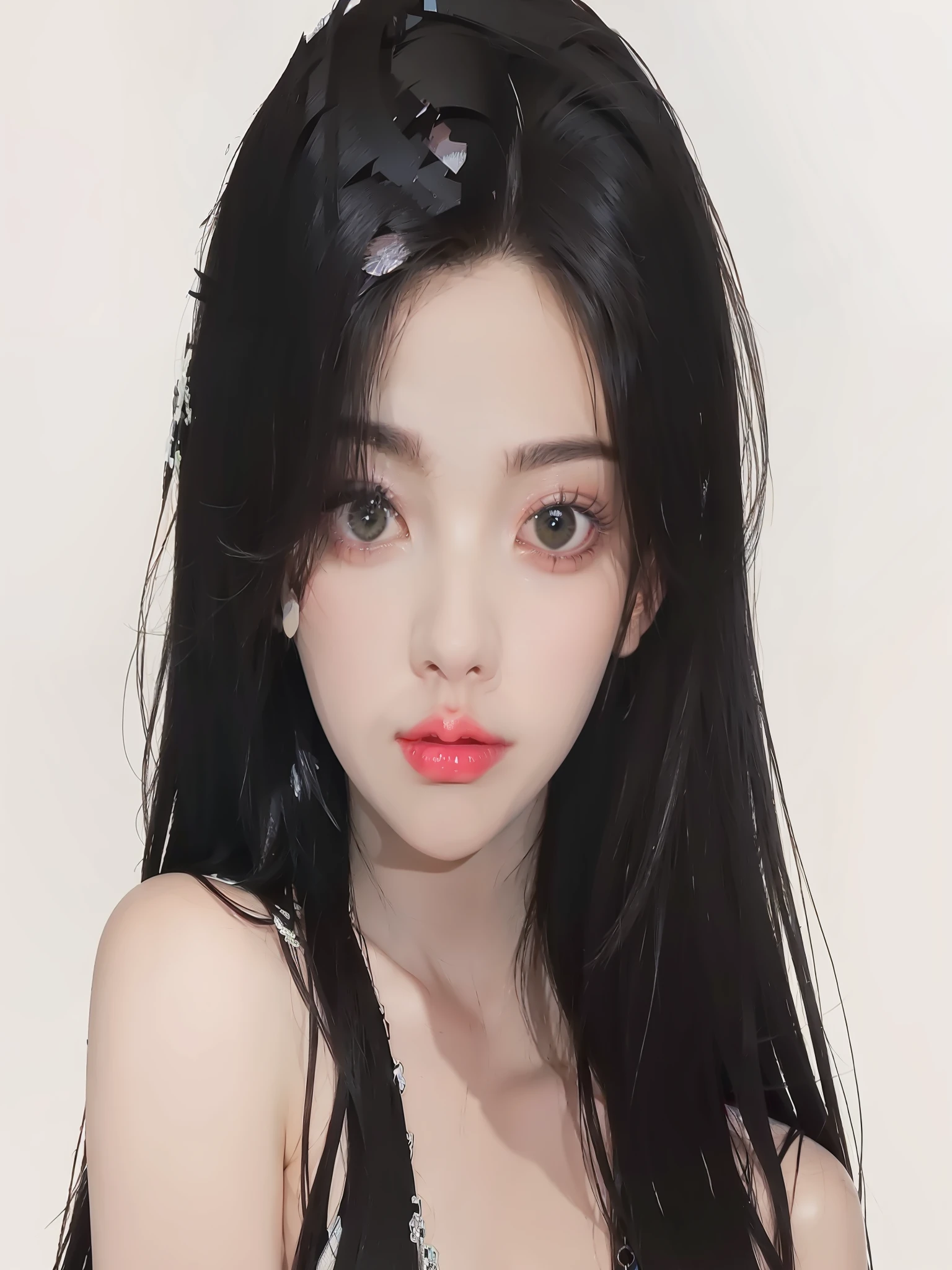 Anime girl with long black hair and pink lips, Stunning anime face portrait, Guviz-style artwork, a beautiful anime portrait, Guviz, Digital anime illustration, Beautiful anime face, Realistic anime art style, Beautiful anime style, detailed portrait of an anime girl, Beautiful anime girl, realistic anime artstyle, Anime girl with long hair, Realistic anime 3 D style