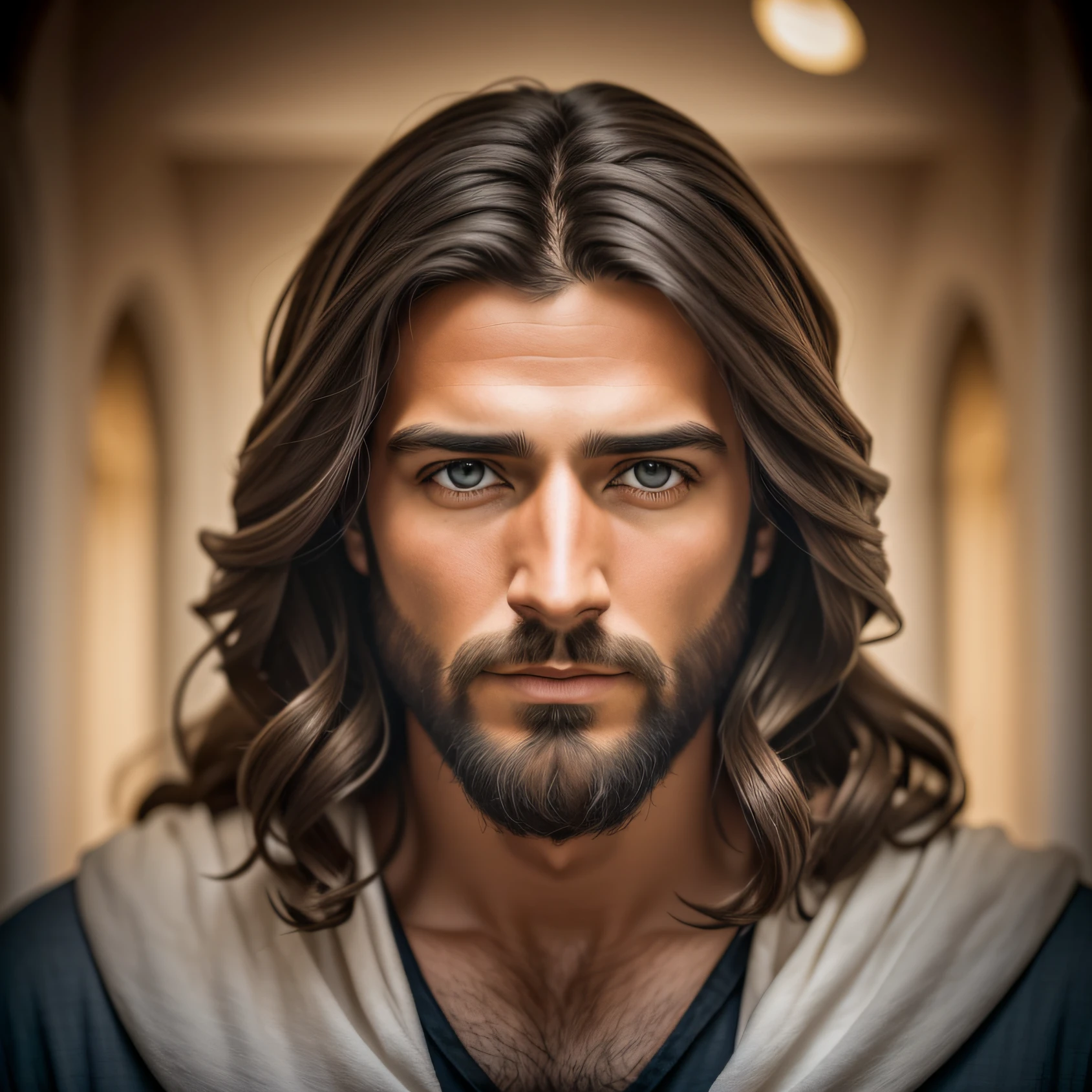 A Painting Of Jesus With Long Hair And Beard - Seaart Ai