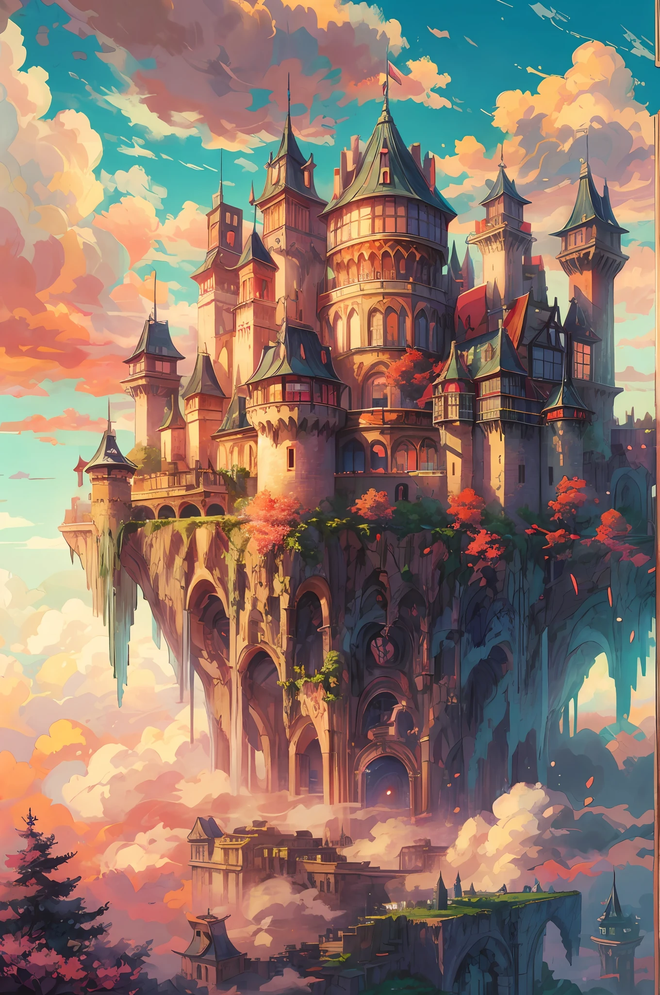 Classic Japan Anime Castle In The Sky - Anime 5 Panel Canvas Art Wall Decor  - Hot Sale 2024