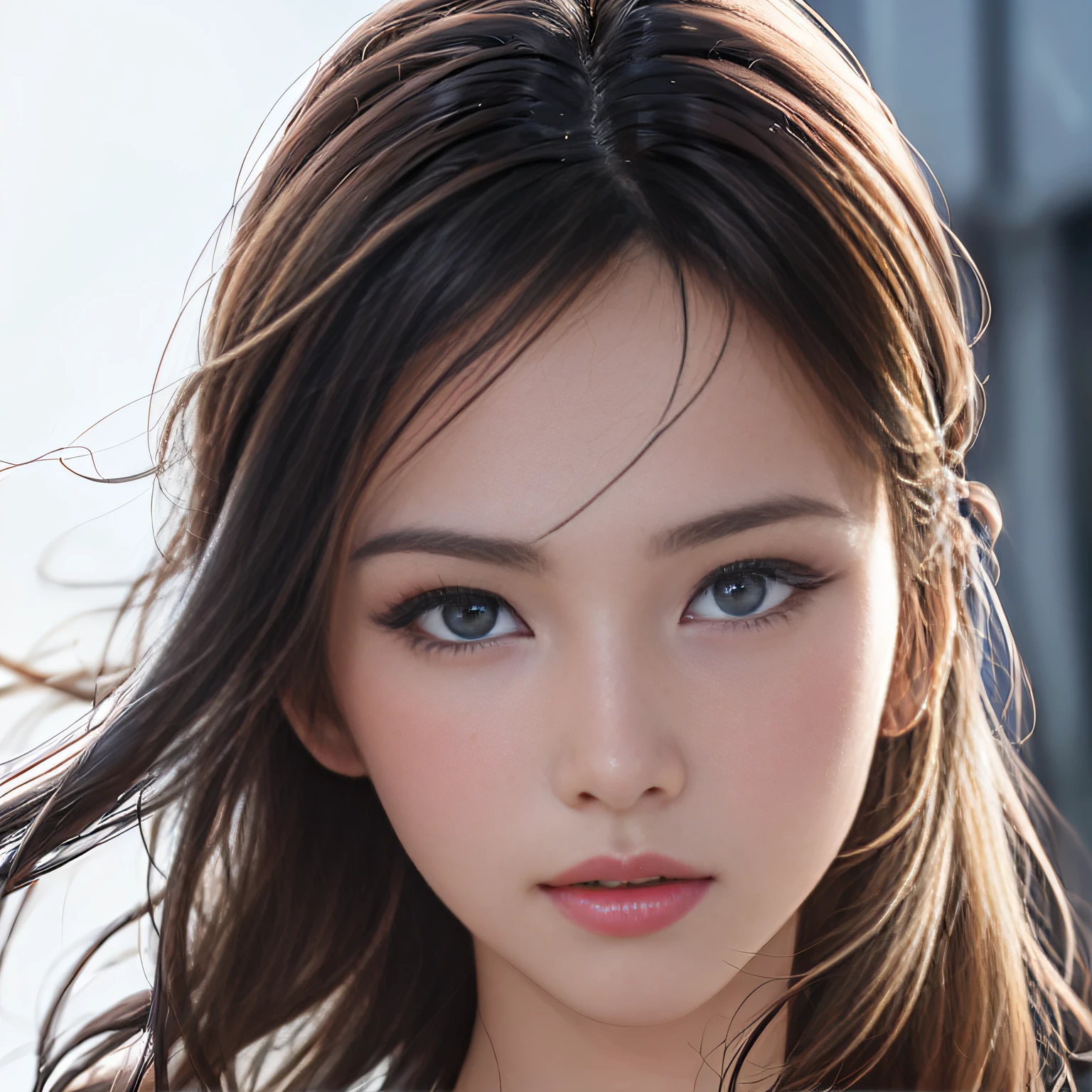 (8K, RAW Photos, of the highest quality, Masterpieces: 1.2), (Realistic, Photorealistic: 1.37), Highest Quality, Ultra High Resolution, light  leaks, Dynamic lighting, Slim and smooth skin, (Full body:1.3), (Soft Saturation: 1.6), (Fair skin: 1.2), (Glossy skin: 1.1), Oiled skin, 22 years old, Night, shiny white blonde, Well-formed, Hair fluttering in the wind, Close-up shot of face only, Physically Based Rendering, From multiple angles, maikurobikini