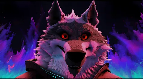 Death Wolf Facebook cover photo looking at the viewer very serious and with a great hatred in their red and dark eyes 3D ULTRA H...