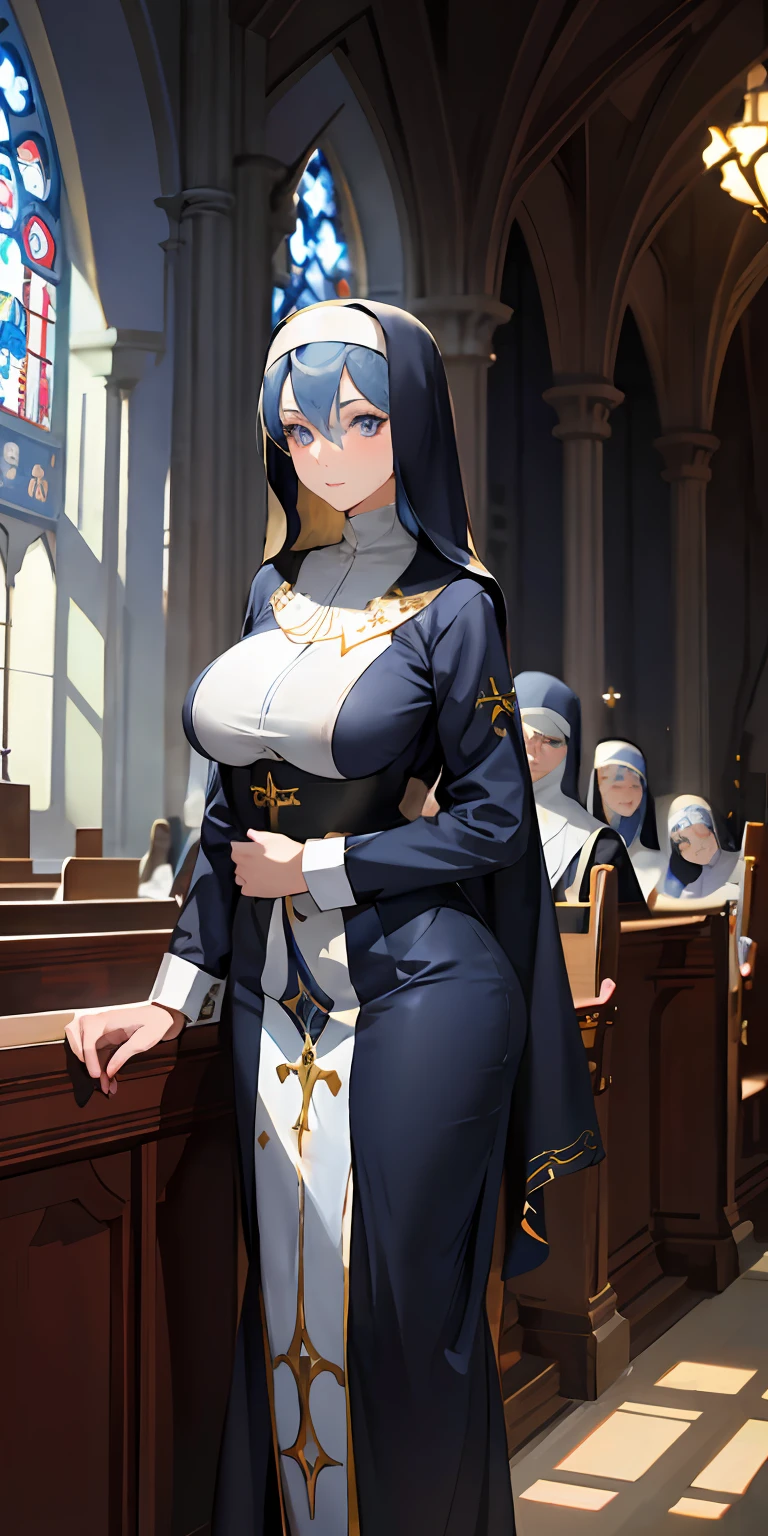 A woman in a nun outfit standing in a church - SeaArt AI