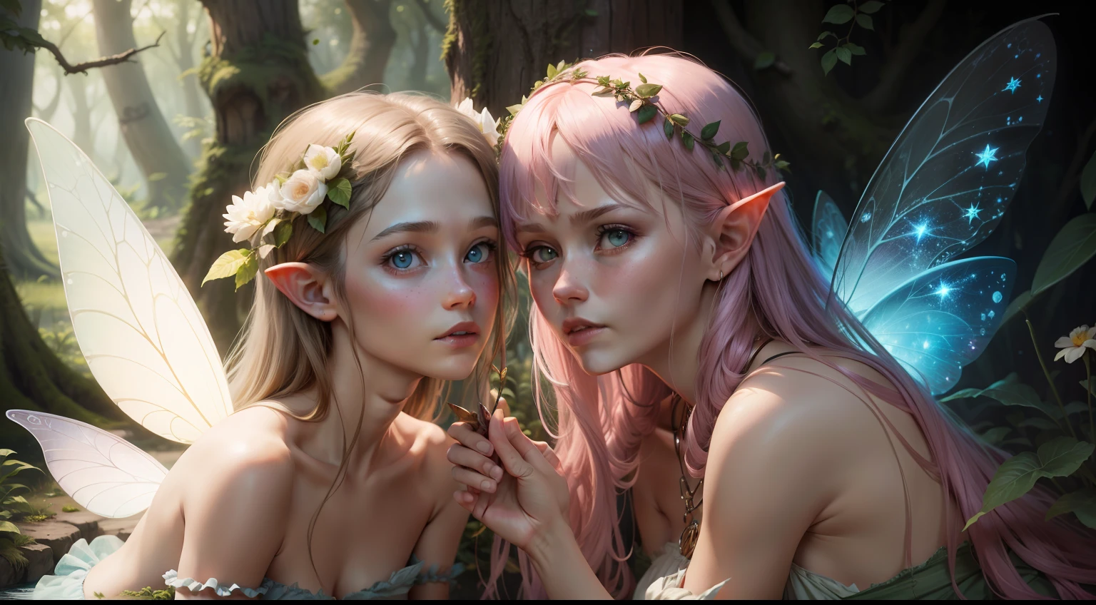 fairy and human, fairy, realistic, human and fairy, friends, hd, hd raw