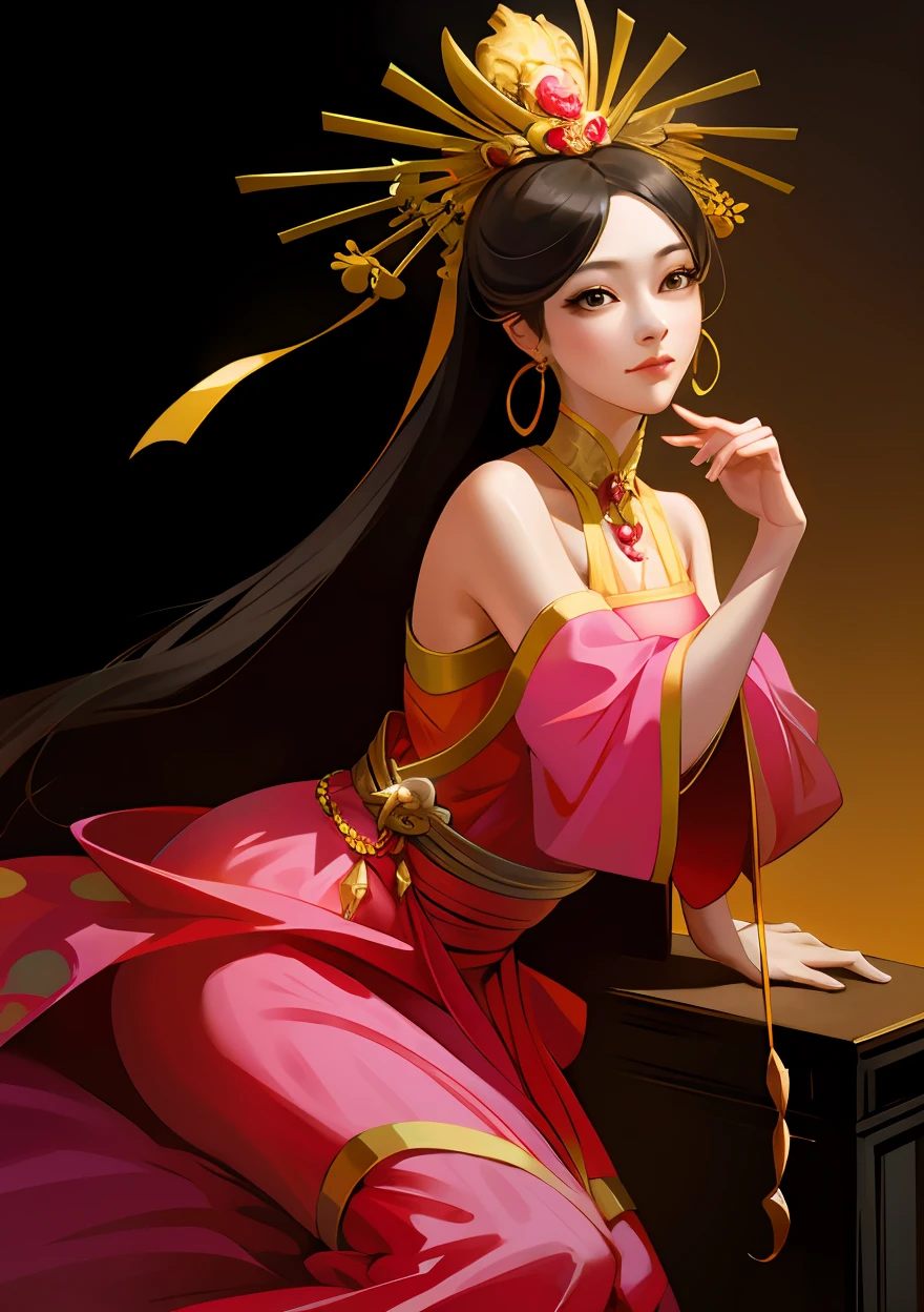 노란색과 분홍색 드레스를 입은 여성의 그림, 고대 중국 공주, 고대 중국의 미인, 중국 황후, 아름다운 환상의 황후, 고대 중국의 여신, 중국 공주, 고대 아시아 왕조의 공주, 란잉에게서 영감을 받은 작품, Ju Lian에게서 영감을 받은 작품, 리 탕(Li Tang)에게서 영감을 받음, 바다의 여왕 무옌링, ((아름다운 환상의 황후)), 박화에게서 영감을 받은