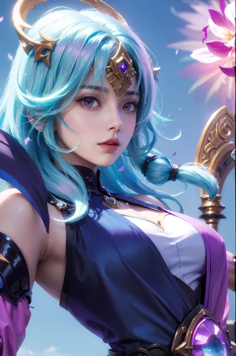 a close up of a woman with a purple and black costume, shadowbringers cinematic, 4 k detail fantasy, a beautiful fantasy empress...