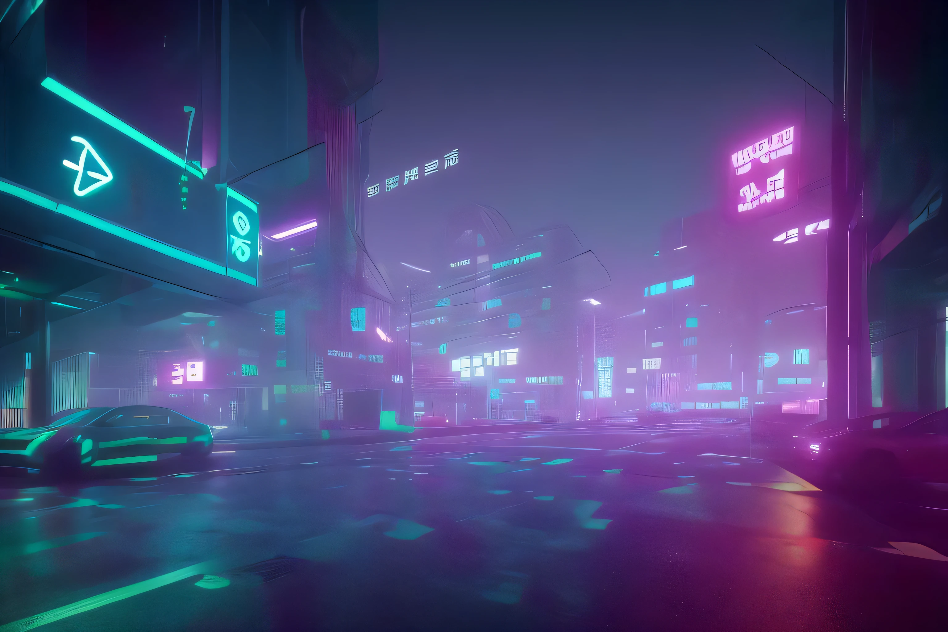 Neon foggy futuristic Auckland city octane render wvebg1