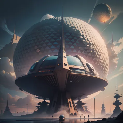 cyberpunked　epcot　top-quality　​masterpiece　超A high resolution　Sci-fi Giant Structures