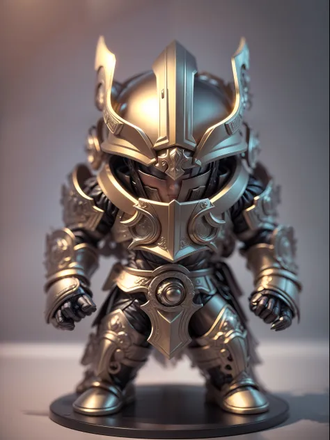 (Blind box toy style:1.2), (Full body shot) , (1 metal Barbarian)((solo)) Metal armor，Metal opaque helmet, Baroque style, dreamy...
