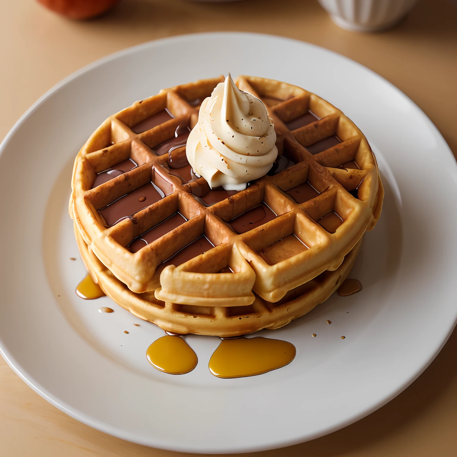 RAW photo, waffles, foodphoto, professional colour grading, soft shadows, no contrast, clean sharp focus, foodphoto,