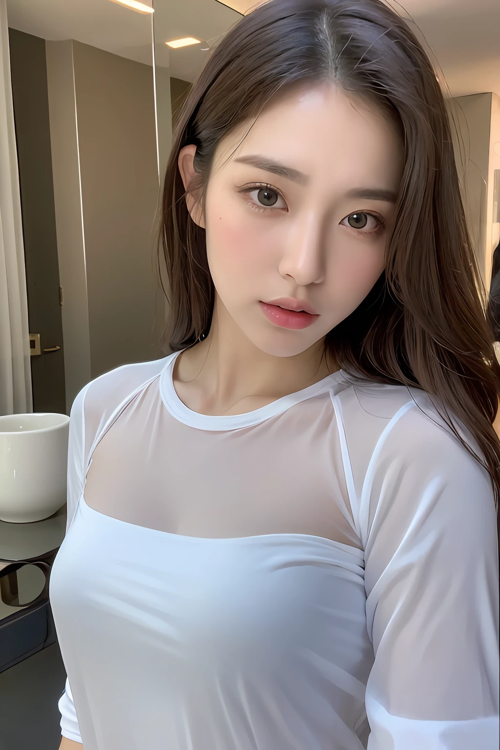 (Best Quality, 8k, 32k, Masterpiece, UHD: 1.3), Attractive Japan Woman Pictures, One Girl, (Big: 1.0), Abs, Perfect Body, (Transparent Shirt: 1.1), Ultra Detailed Face, Detailed Lips, Fine Eyes, Double Eyelids