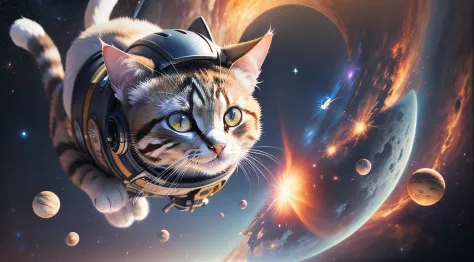 Space Cat: Serene Feline in the Cosmos, AI Art Generator