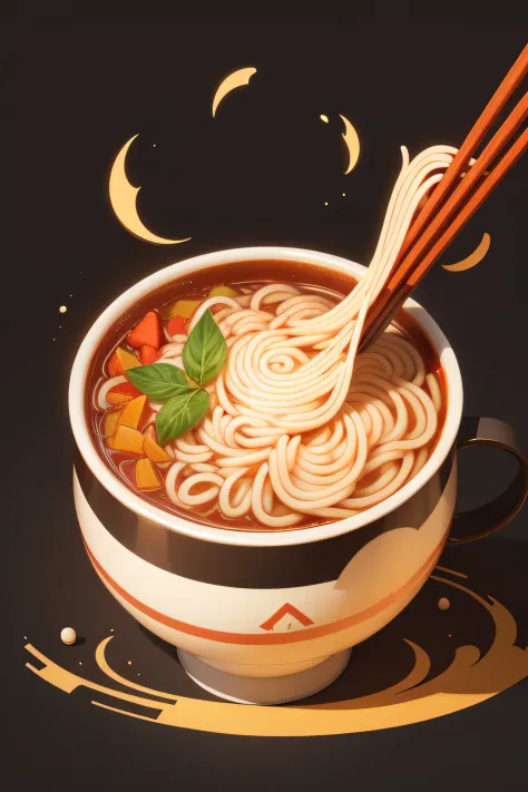 Huangjing noodles illustration line Vector graphics