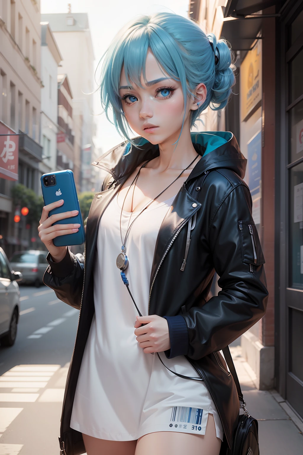 Anime charakter mit blauen haaren
