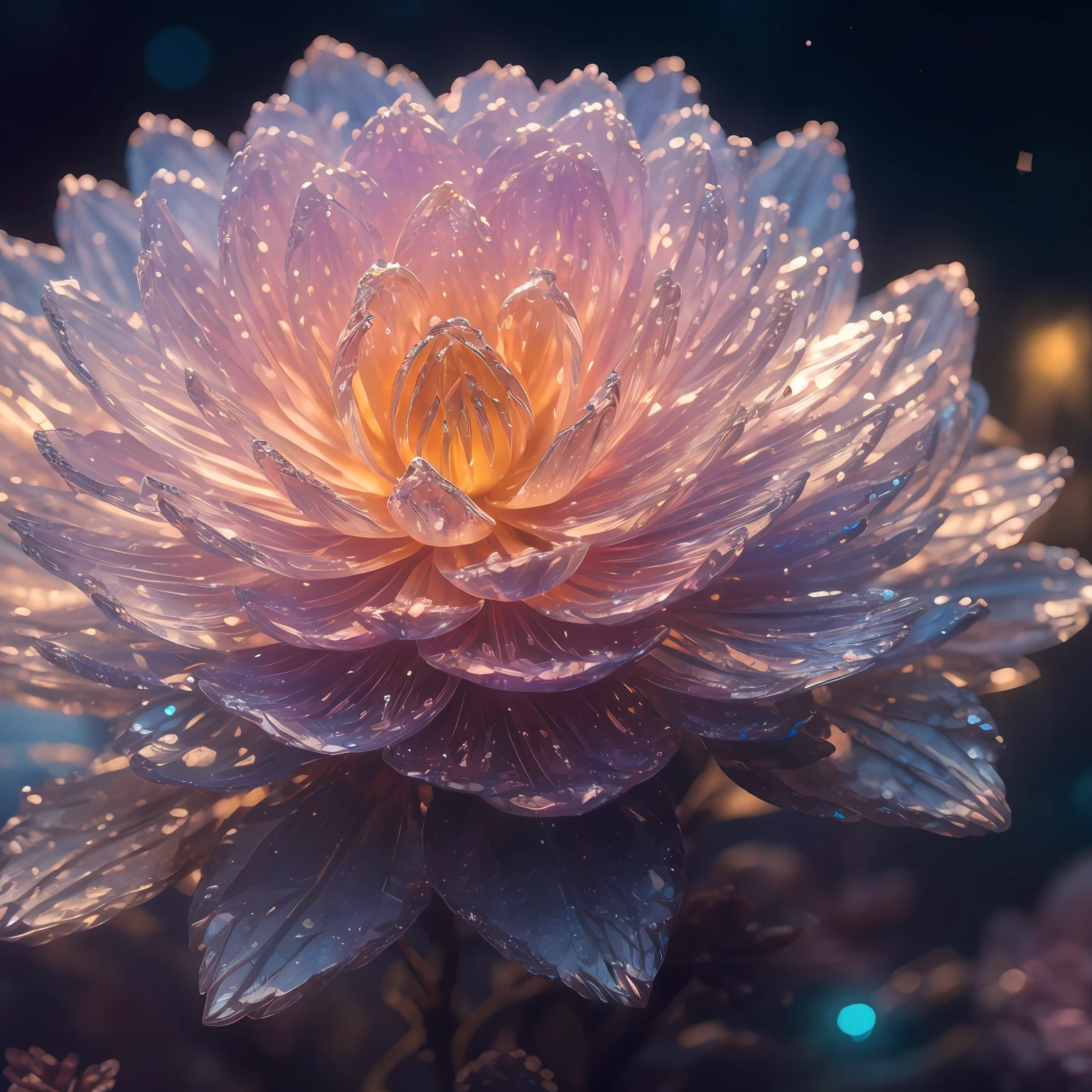 Kristallblüte Blume,
Fantasie, galaxy, transparent, 
shimmering, funkelnd, prächtig, Bunt, 
magische Fotografie, dramatische Beleuchtung, Fotorealismus, ultra-detailliert, 4k, Tiefenschärfe, hohe Auflösung
