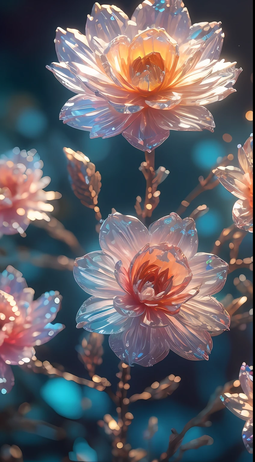Kristallblüte Blume,
Fantasie, galaxy, transparent, 
shimmering, funkelnd, prächtig, Bunt, 
magische Fotografie, dramatische Beleuchtung, Fotorealismus, ultra-detailliert, 4k, Tiefenschärfe, hohe Auflösung