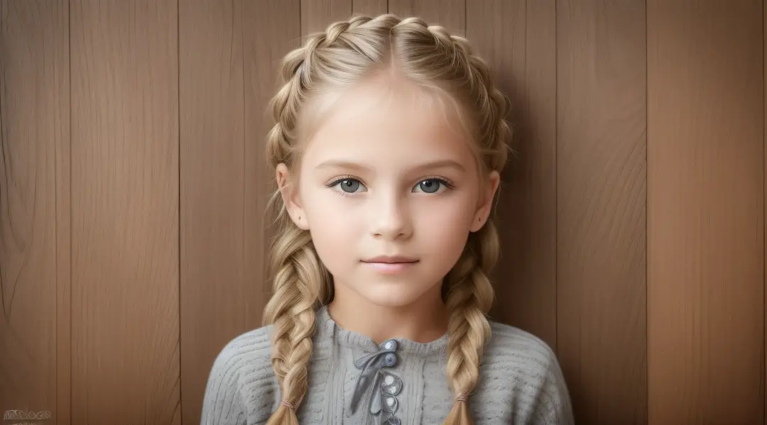 girl CHILD 10 years old, Russian blonde in braids, MUITOS CRANIOS, ossos, Bones.