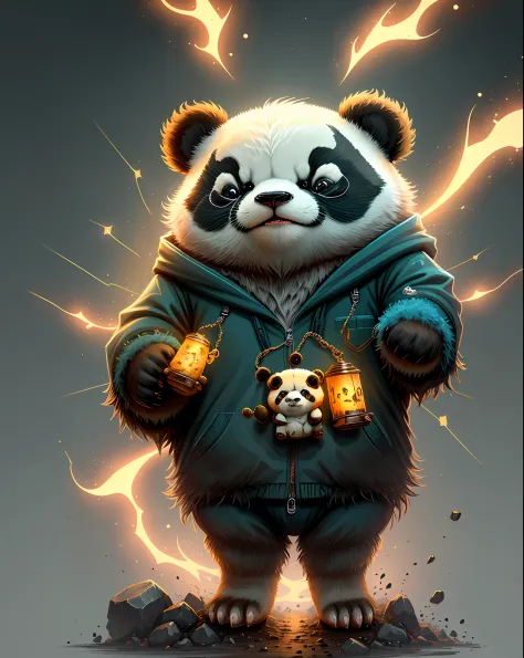 "Create cute creature masterpieces with inspired ultra-detailed concept art. Unleash your inner Cu73Cre4ture programmer with stable spreading power、Let your imagination come alive! ", (Zodiac Panda), high detailing, 8K