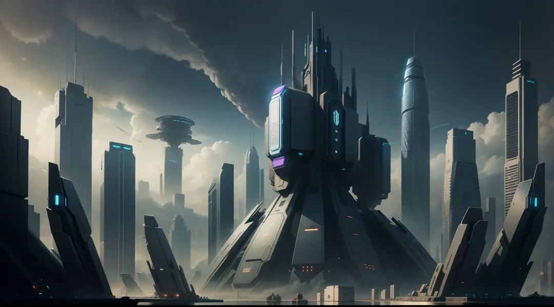 futuristic city dominated by robots