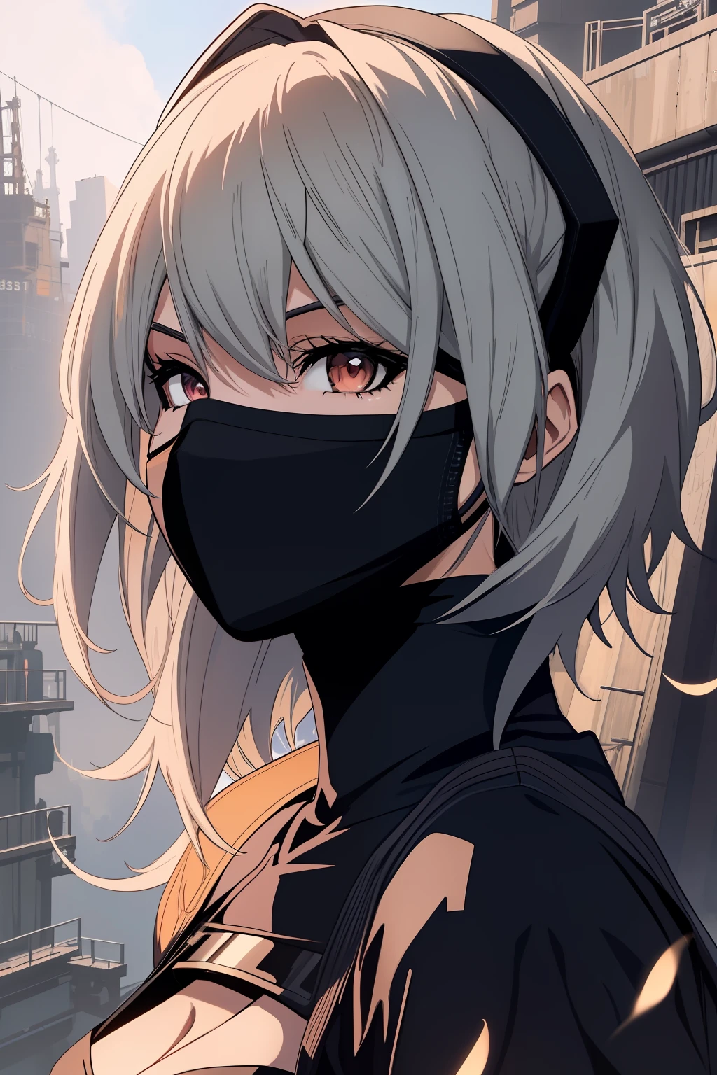 une femme avec un masque noir et un masque noir sur son visage, style animé 4k, art d&#39;anime plus, Art numérique animé, Anime Cyberpunk, Fille d'anime , Art animé - art animé,  de Anime nier féminin, Anime moderne, Fonds d&#39;écran animés 4k, Fond d&#39;écran animé 4k, Fond d&#39;écran d&#39;art animé 4K, Fond d&#39;écran d&#39;art animé 4K