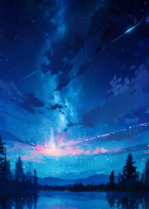 Anime Anime Wallpapers Anime Wallpapers Anime, Starry sky over the forest, There is a beautiful forest under the shining universe, cosmic sky. by makoto shinkai, anime beautiful peace scene, Blue Sea. by makoto shinkai, Star(skyporn) starrysky_skyporn, Ani...