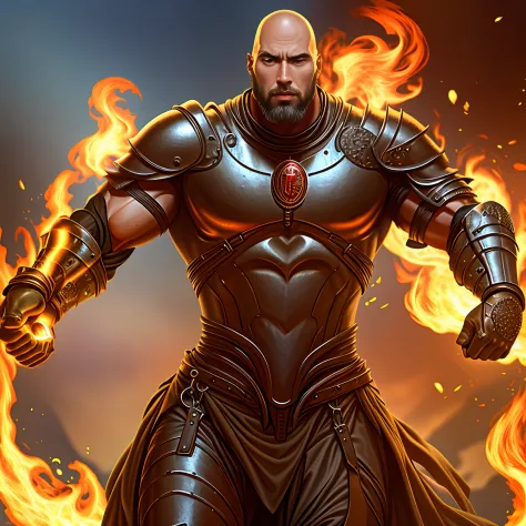 moroccan bald beard medieval muscular handsome full body armor riding great legendary horse hell blazing fire super detailed hyp...