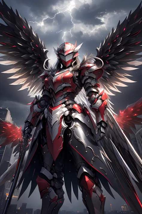 Masterpiece, highly detailed CG unified 8K wallpapers, 8K UHD, DSLR, High quality, propre, ((A black angel in mechanical armor w...