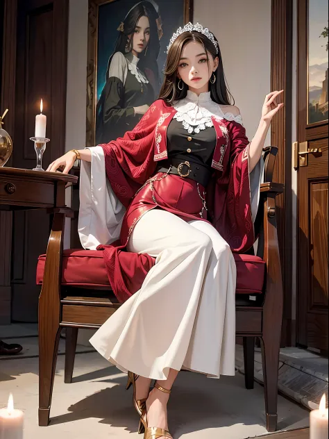 Woman in romantic atmosphere, full body portrait