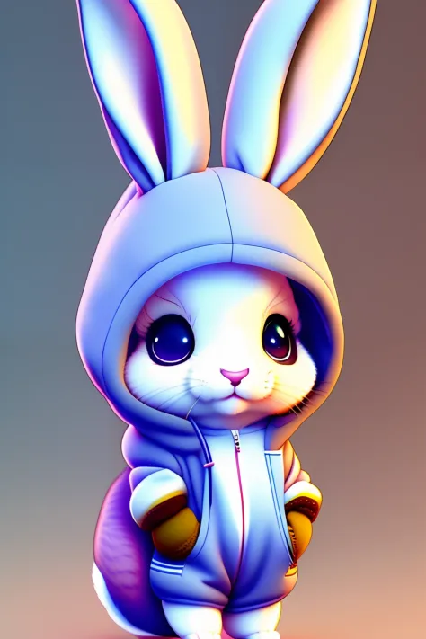 Cute and adorable cartoon anthropomorphic rabbit in delivery suit an anime nendoroid , fantasy, ears, dreamlike, surrealism, sup...