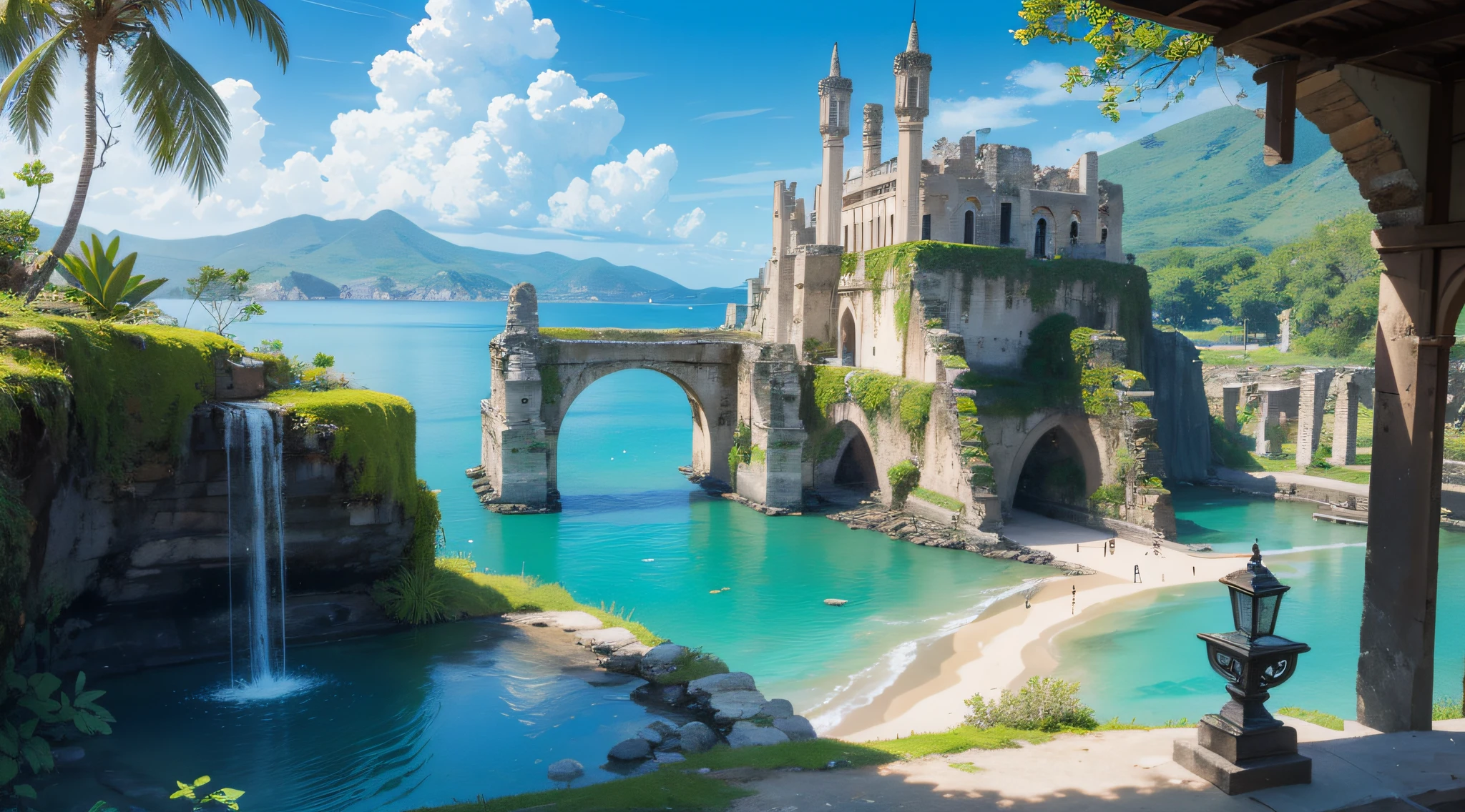 Beside a pumice isle in Baiae's bay, I dreamt of ancient palaces and towers quivering beneath the crystalline waters, adorned with vibrant azure moss and blooming flowers.