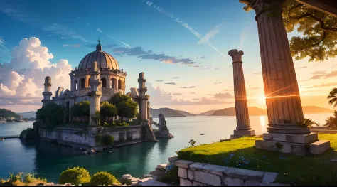 Dreaming of ethereal ancient palaces and majestic towers gracefully emerging from the mesmerizing depths of Baiae's bay, adorned...