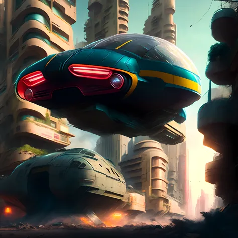 Hover Car in Mega-City One, judge dredd, realistic, cinematic