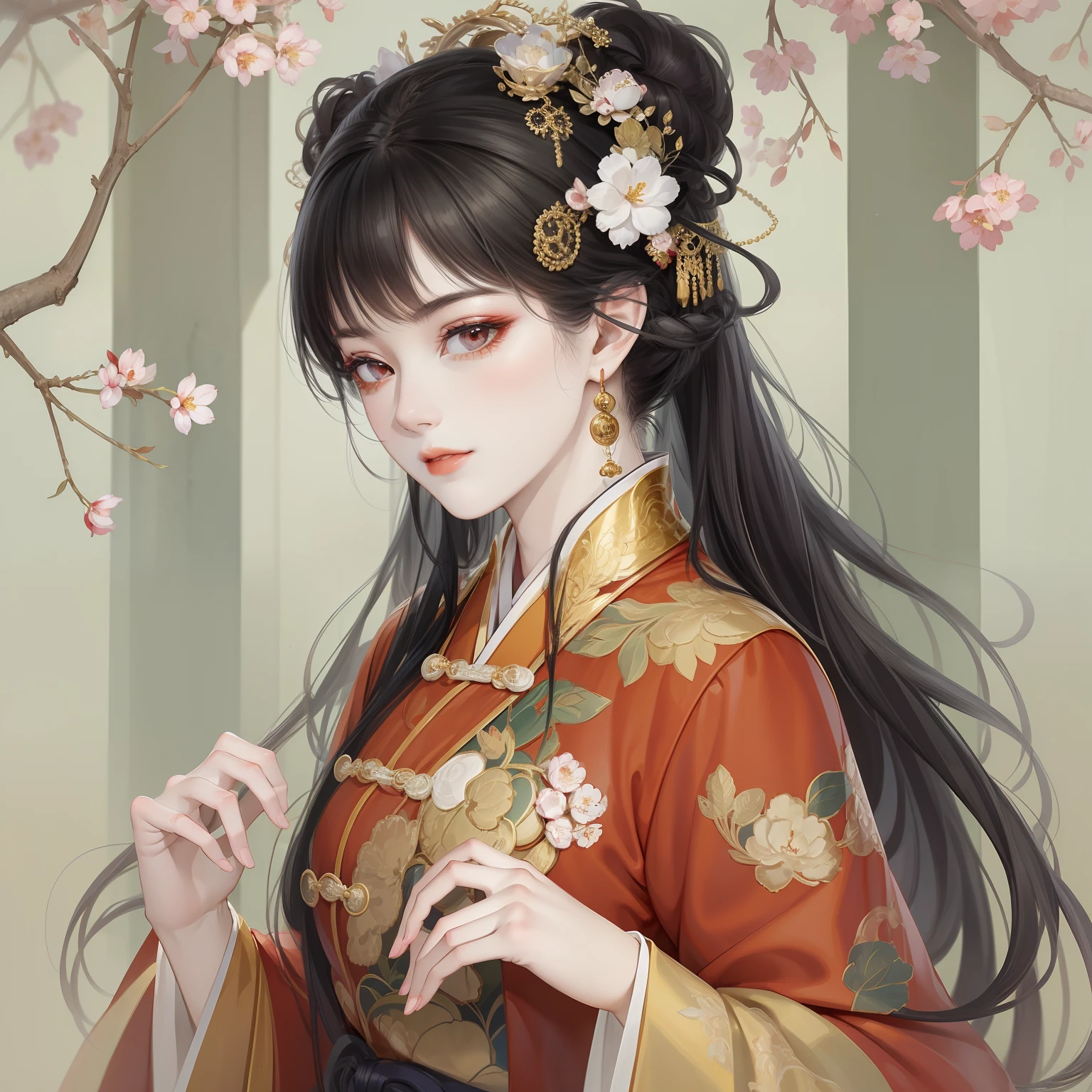 A beautiful girl in ancient China，The facial features are delicate and ...