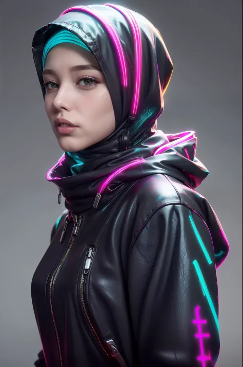 (blue and magenta), (neon cyberpunk hijab: 1.5), [style: neon cyberpunk: 1.3], (raw photos: 1.2), (perfect eyes: 1.5)),  (photor...