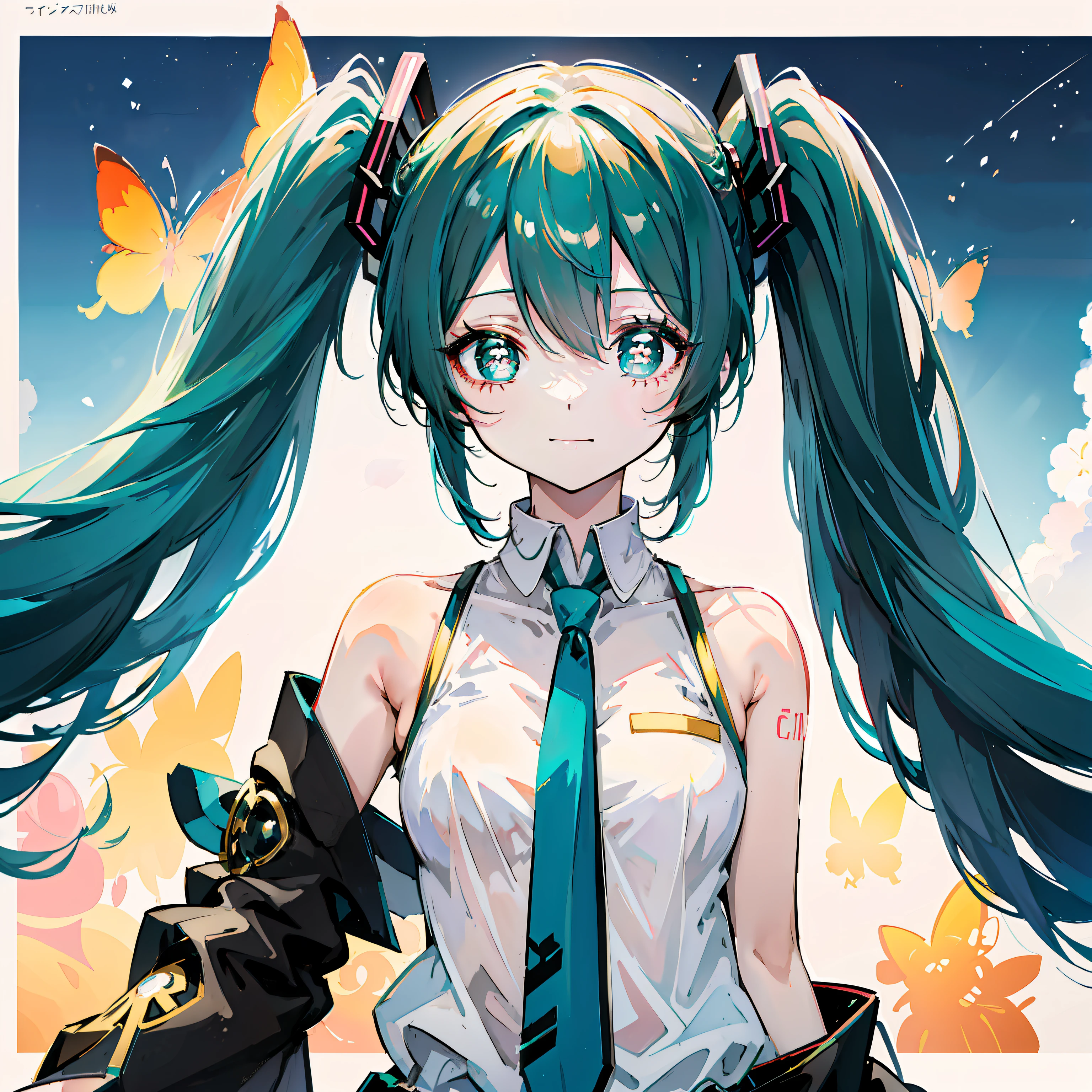 anime girl with long blue hair and a white shirt and black skirt, Hatsune Miku, Portrait of Hatsune Miku, Hatsune Miku short hair, vocaloid, hatsune miku portrait, Os amigos, mikudayo, Anime girl with teal hair, Hatsune Miku cosplay, hatsune miku face, style of anime4 K, An anime girl, attractive anime girls
