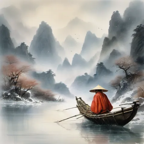 ink and watercolor painting），（Chinese landscape painting，Heavy