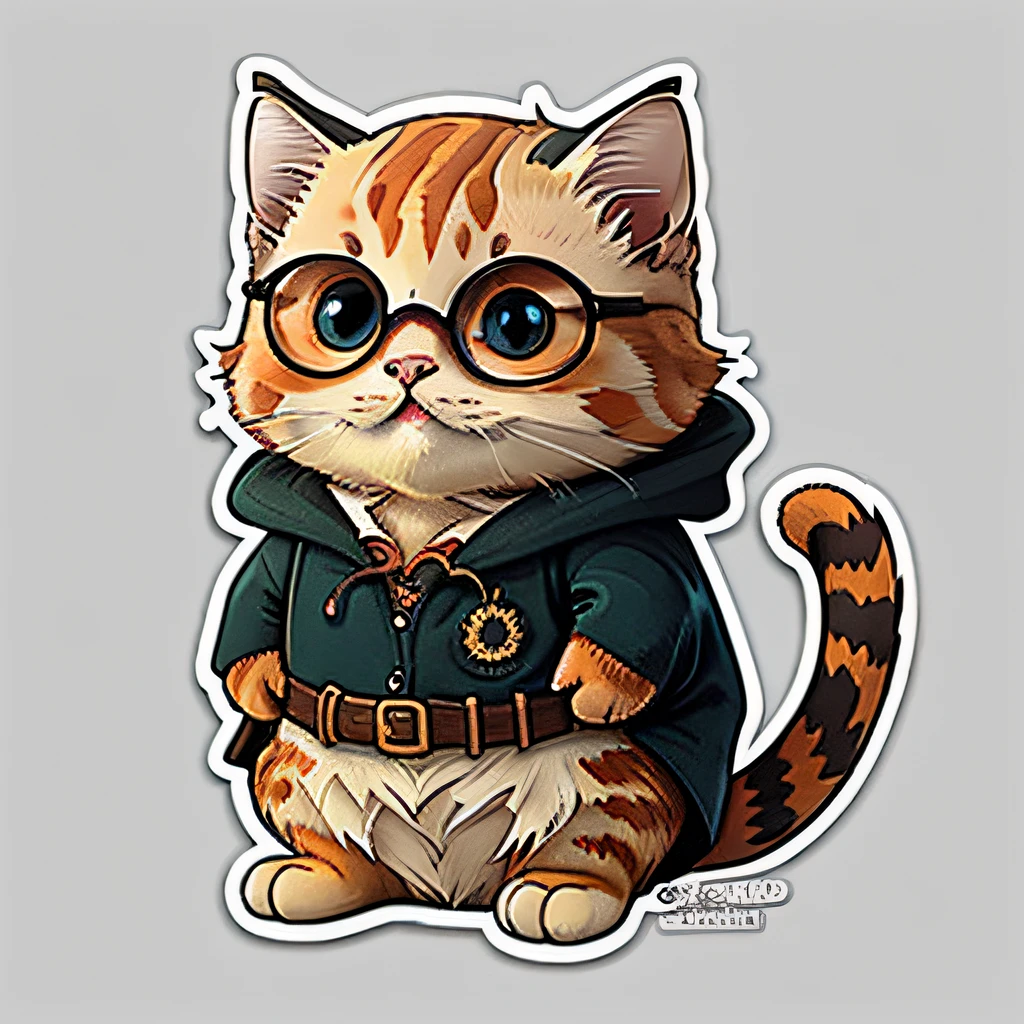 뚱뚱한 오렌지 고양이 코스프레 귀여운 만화 스티커 해리 포터