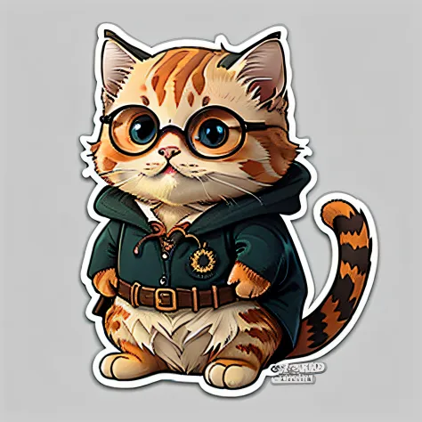 Chubby orange cat cosplay cute cartoon sticker for Harry Potter