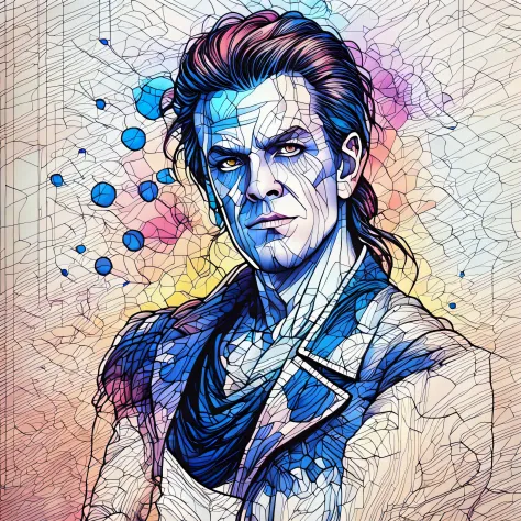 um close up de um homem, Epic portrait illustration, in illustration style digital, estilo de arte vetorial, Arte vetorial UHD, ...